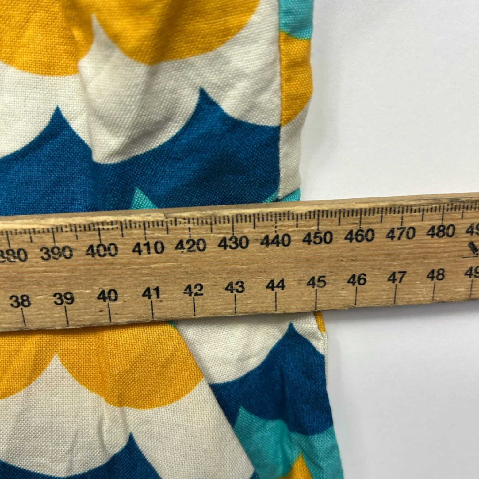 Revival Teal Mustard Blue Scallop Print Sleeveless Cotton Retro Dress Size 16 - Image 9