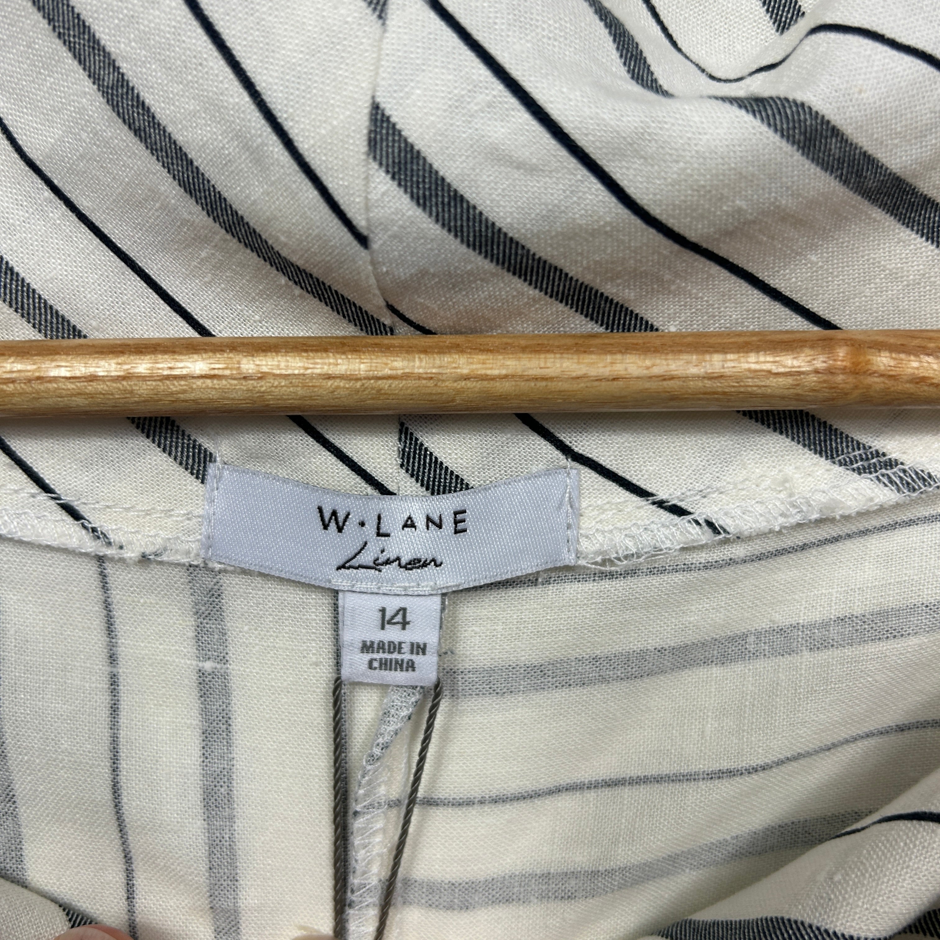 W Lane Striped Linen Cowl Neck Top - Size 14 - Image 3