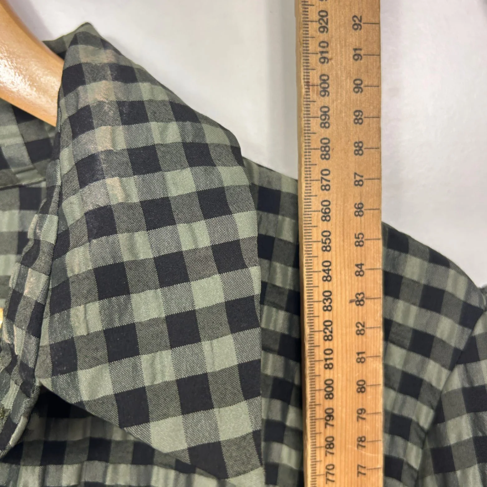 River Island Green Black Gingham Check Long Sleeve Smock Shirt Dress Size 16 - Image 7