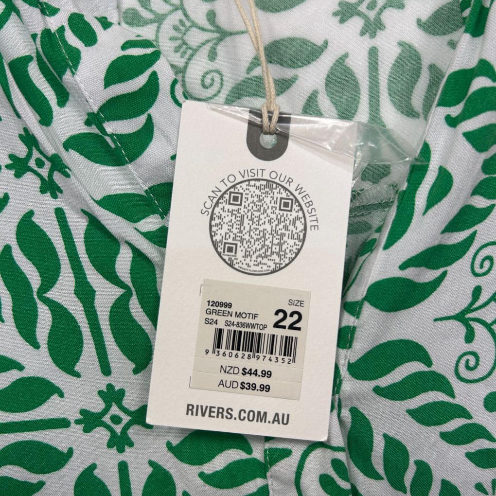 Rivers Green Print Blouse - Size 22 - Image 2