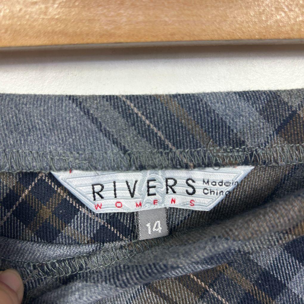 Rivers Grey Plaid Skirt - Size 14 - Image 3