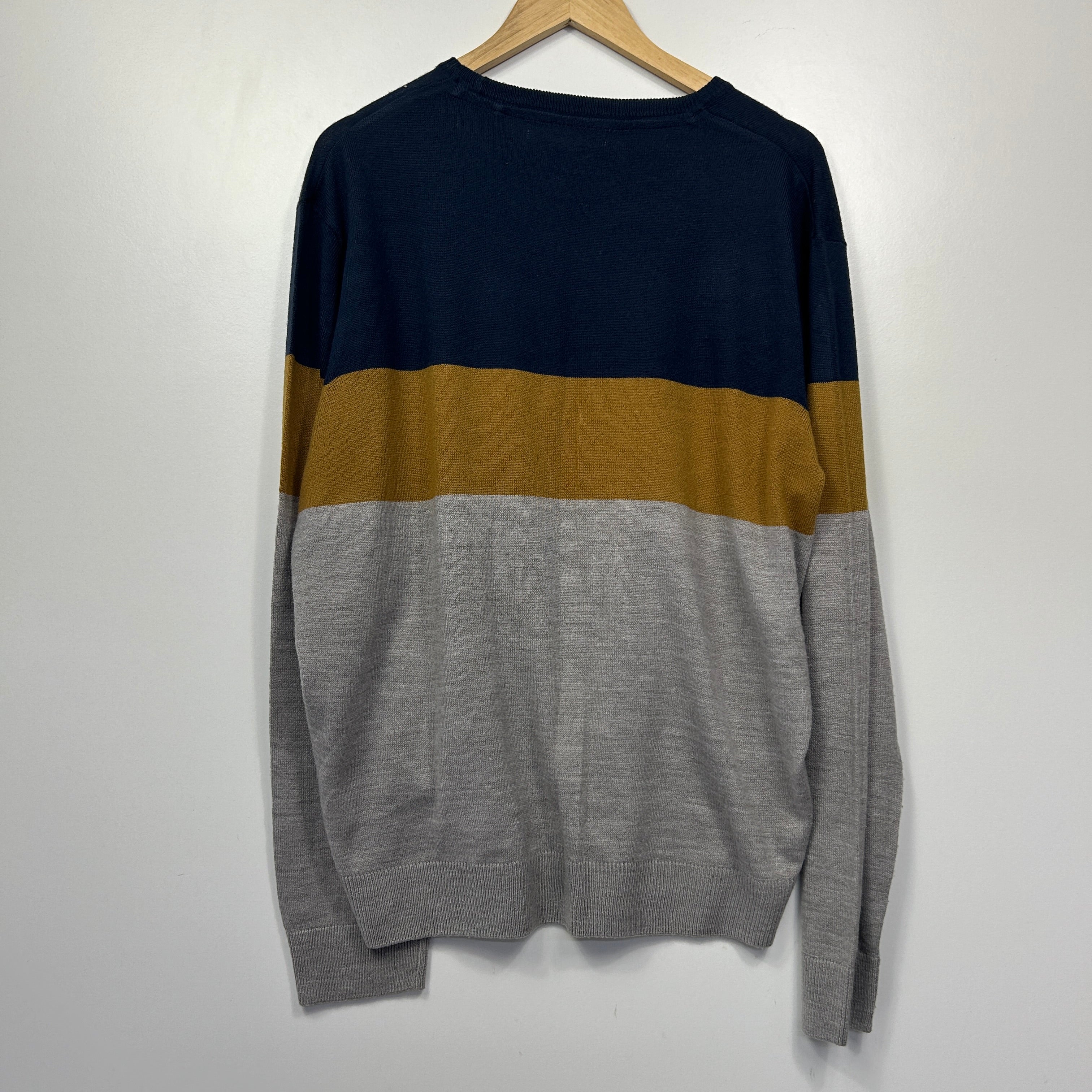 Rivers Navy Mustard Grey Colour Block Sweater - Size 2XL - Image 4