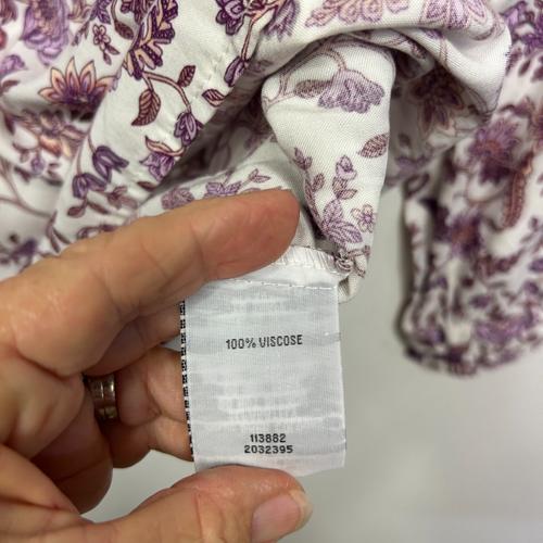 Rivers White & Purple Floral Print Blouse - Size 16 - Image 3