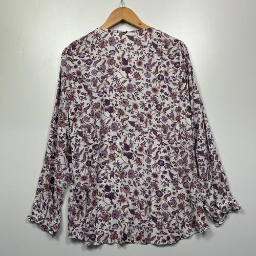 Rivers White & Purple Floral Print Blouse - Size 16 - Image 5
