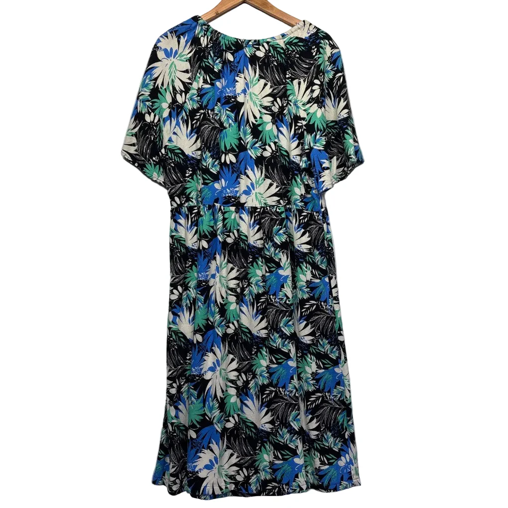 Rockmans Black Tropical Floral Print Dress - Size 20 - Image 2