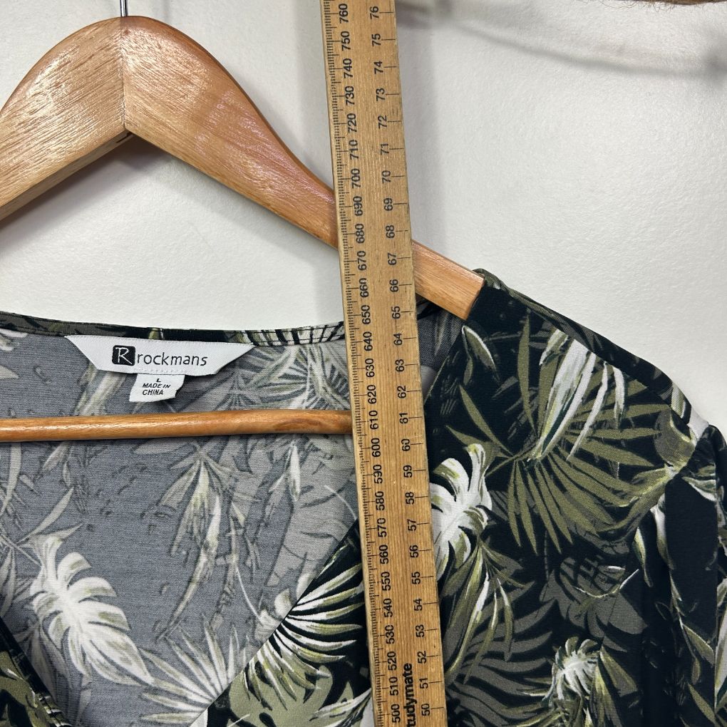 Rockmans Black Tropical Print Top - Size L - Image 7
