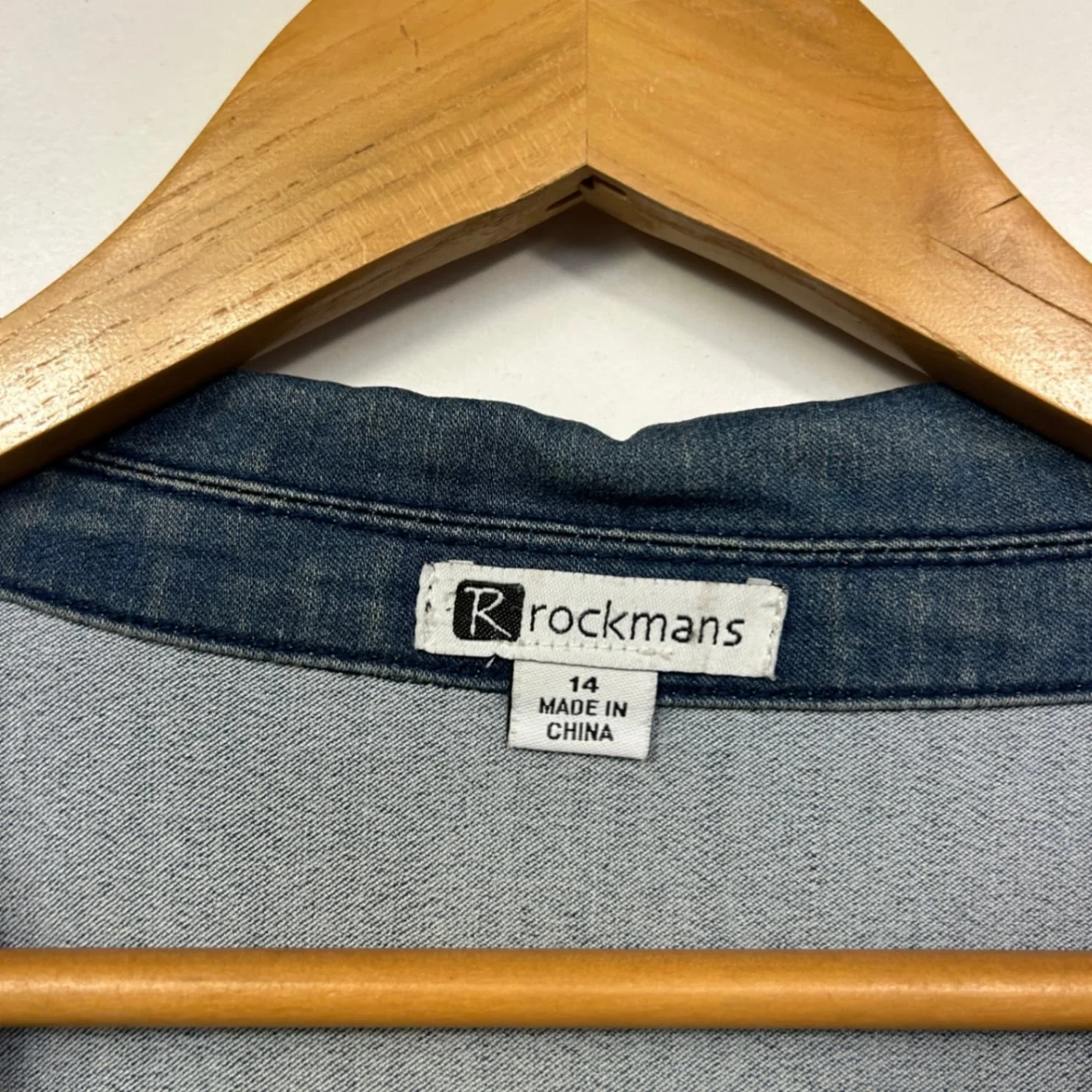 Rockmans Blue Cotton Blend Long Sleeve Collared Denim Jacket Shacket Size 14 - Image 3