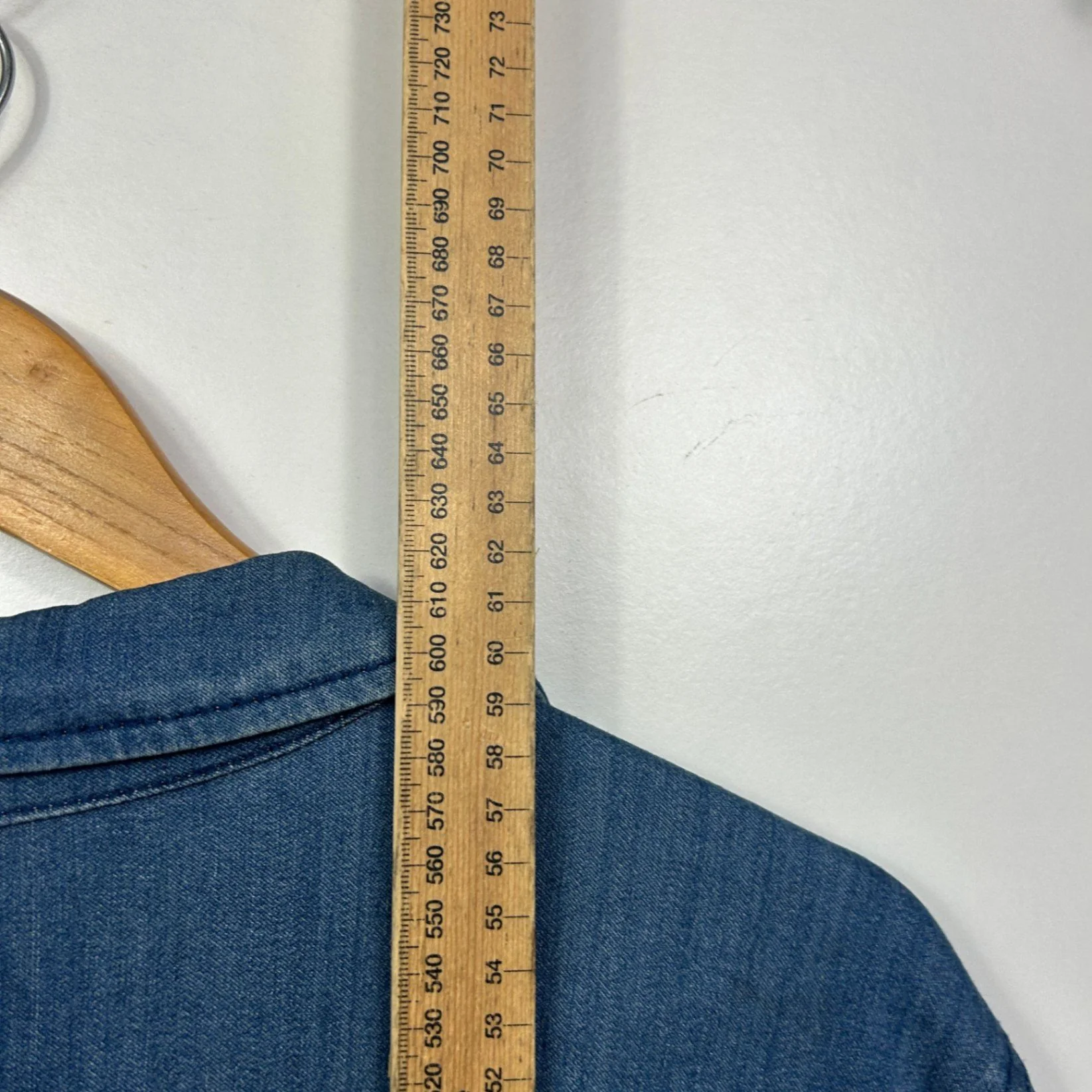 Rockmans Blue Cotton Blend Long Sleeve Collared Denim Jacket Shacket Size 14 - Image 5