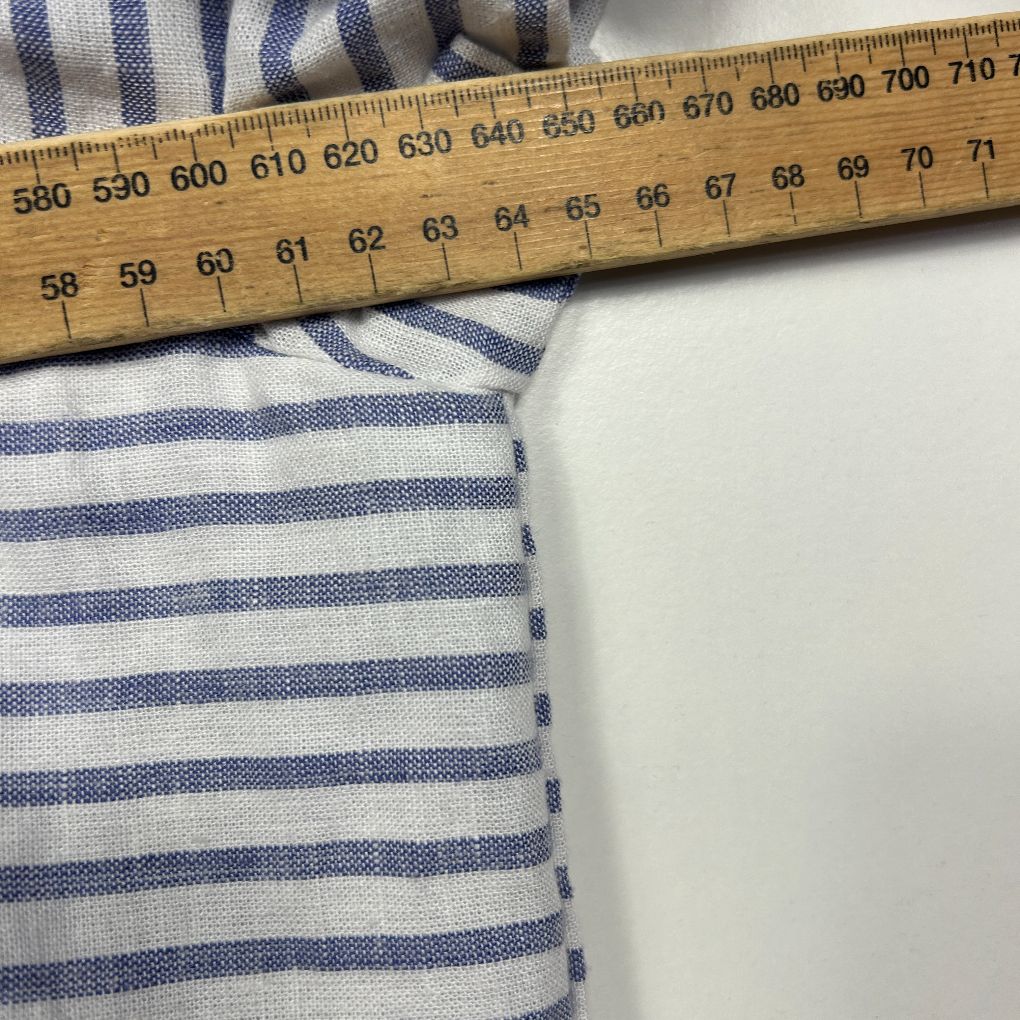 Rockmans Blue Linen Striped Off the Shoulder Dress - Size 16 - Image 7