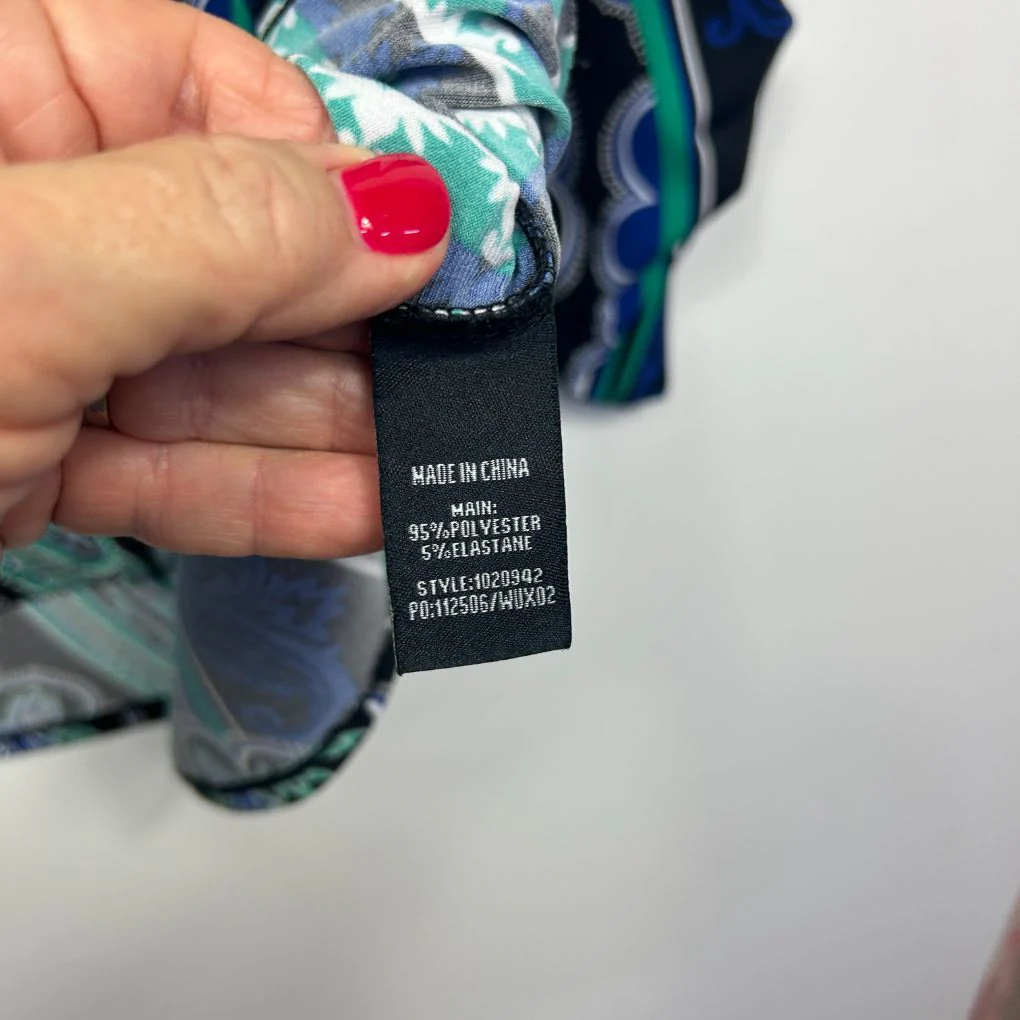 Rockmans Blue Paisley Print Top - Size L - Image 4