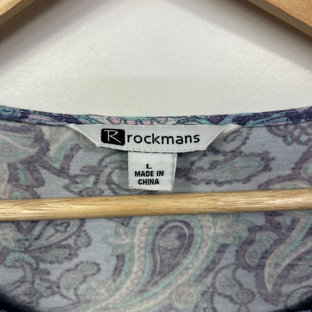 Rockmans Blue Paisley Print Top - Size L - Image 2