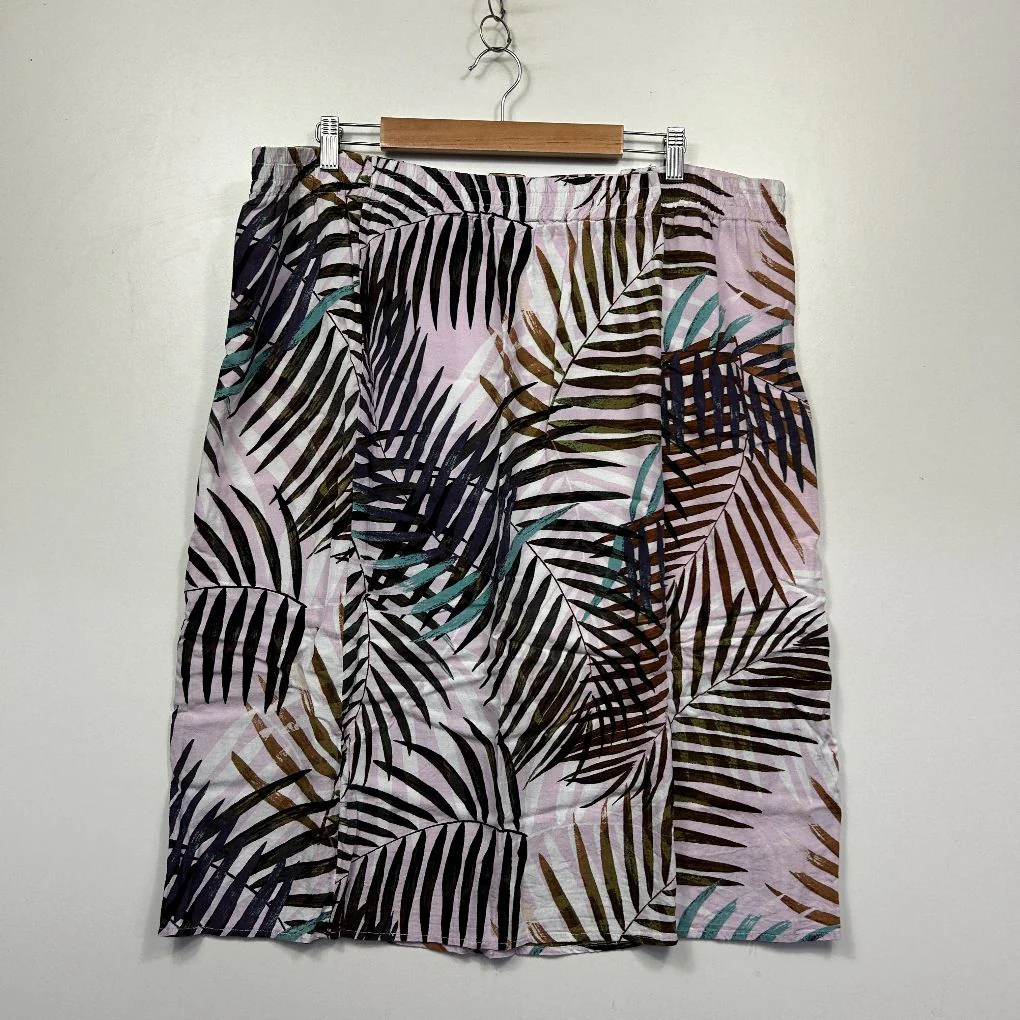 Rockmans Multicoloured Palm Print Skirt - Size 20 - Image 3