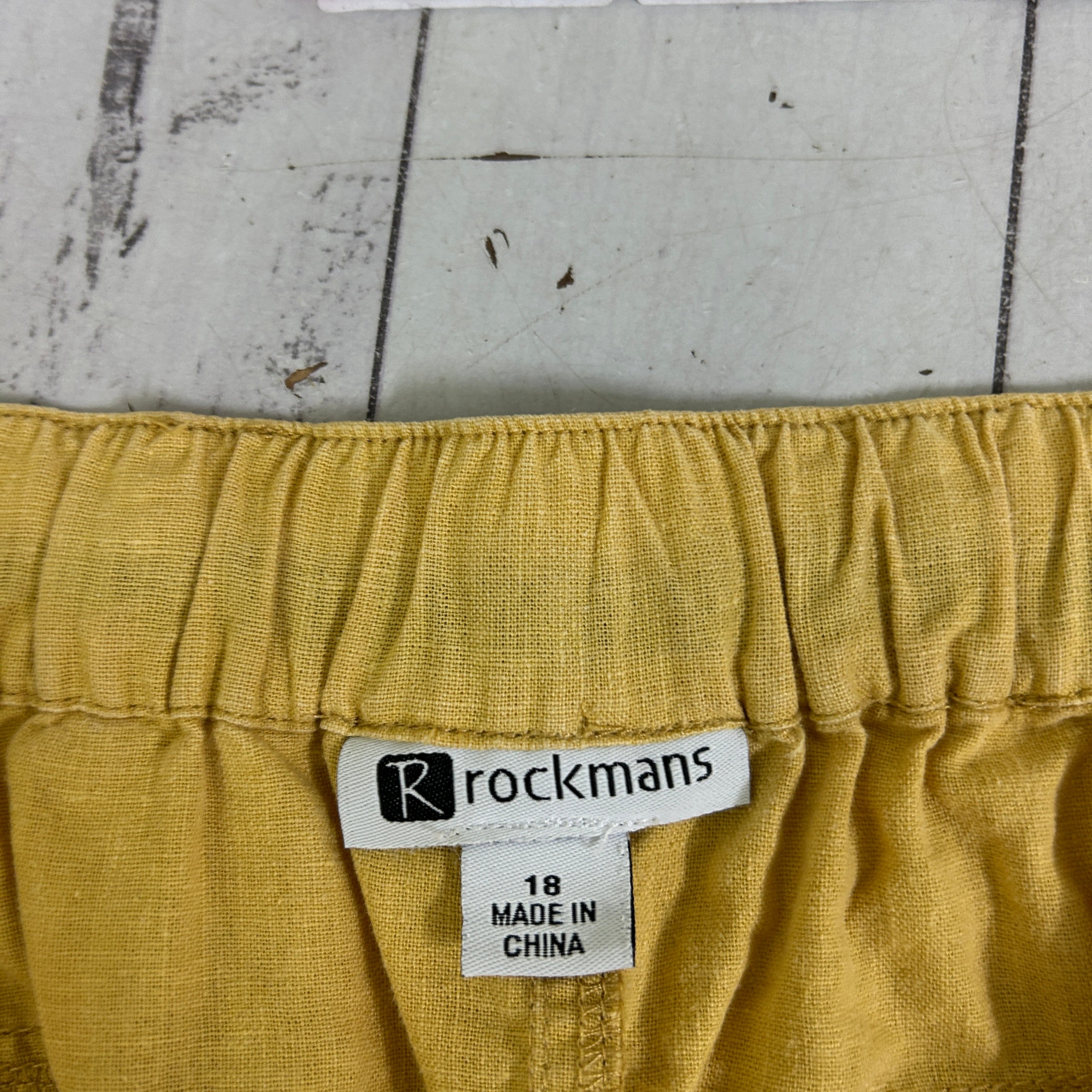 Rockmans Mustard Linen Blend Drawstring Skirt - Size 18 - Image 2