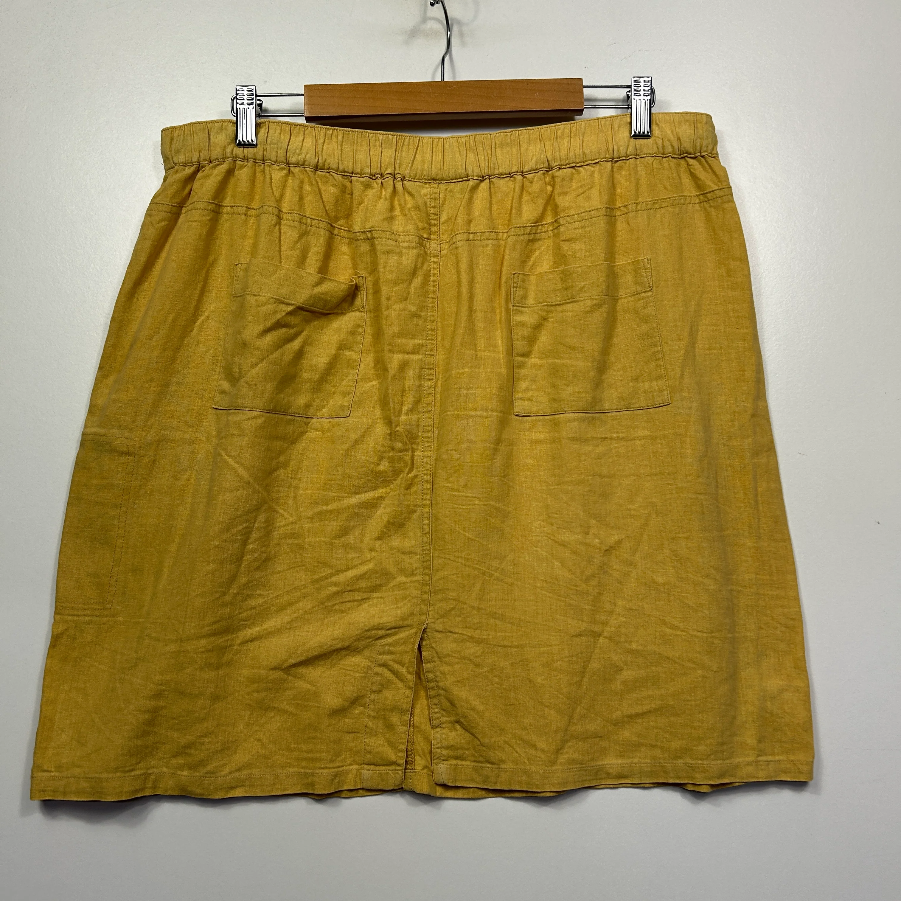 Rockmans Mustard Linen Blend Drawstring Skirt - Size 18 - Image 5