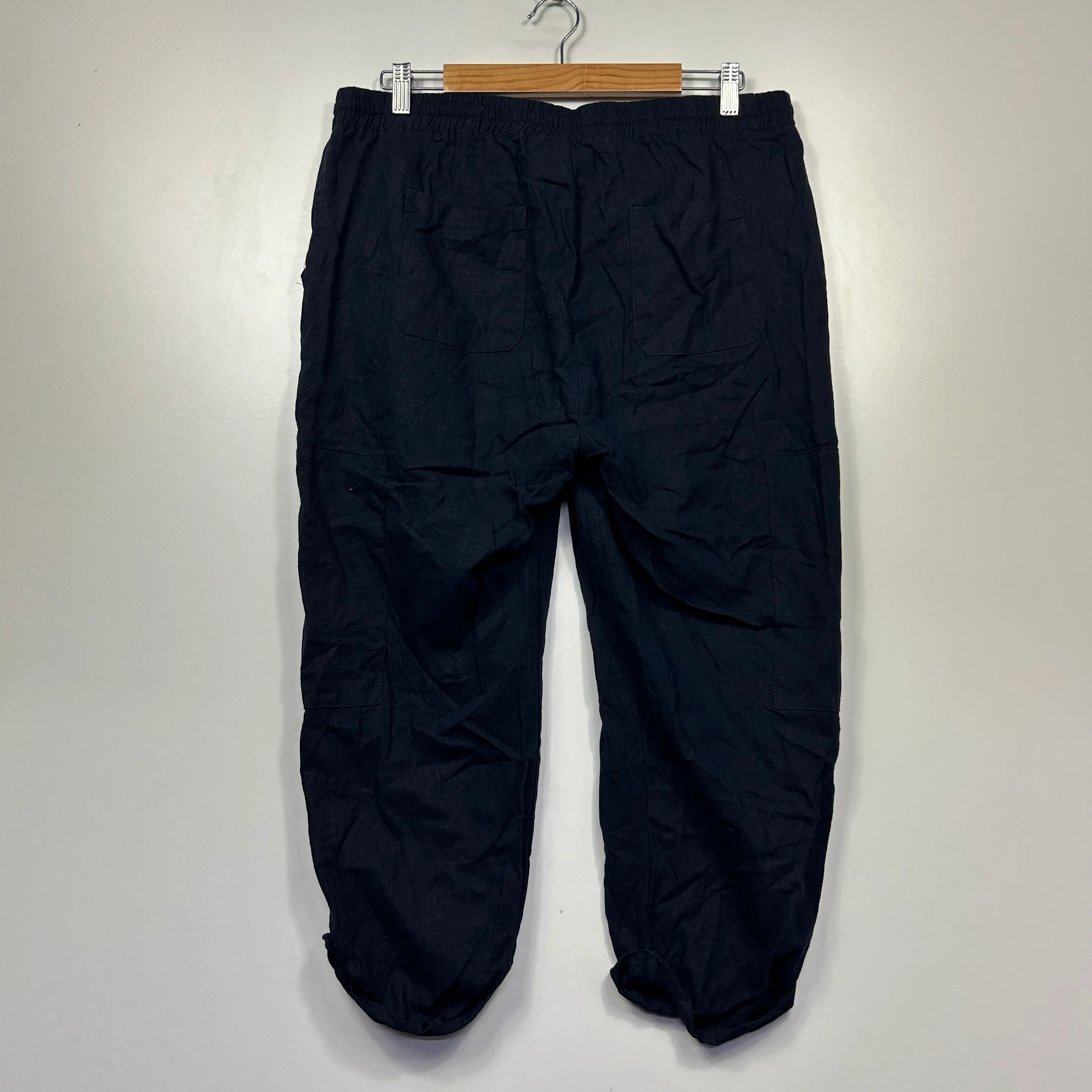 Rockmans Navy Blue Linen Cropped Pants - Size 16 - Image 3