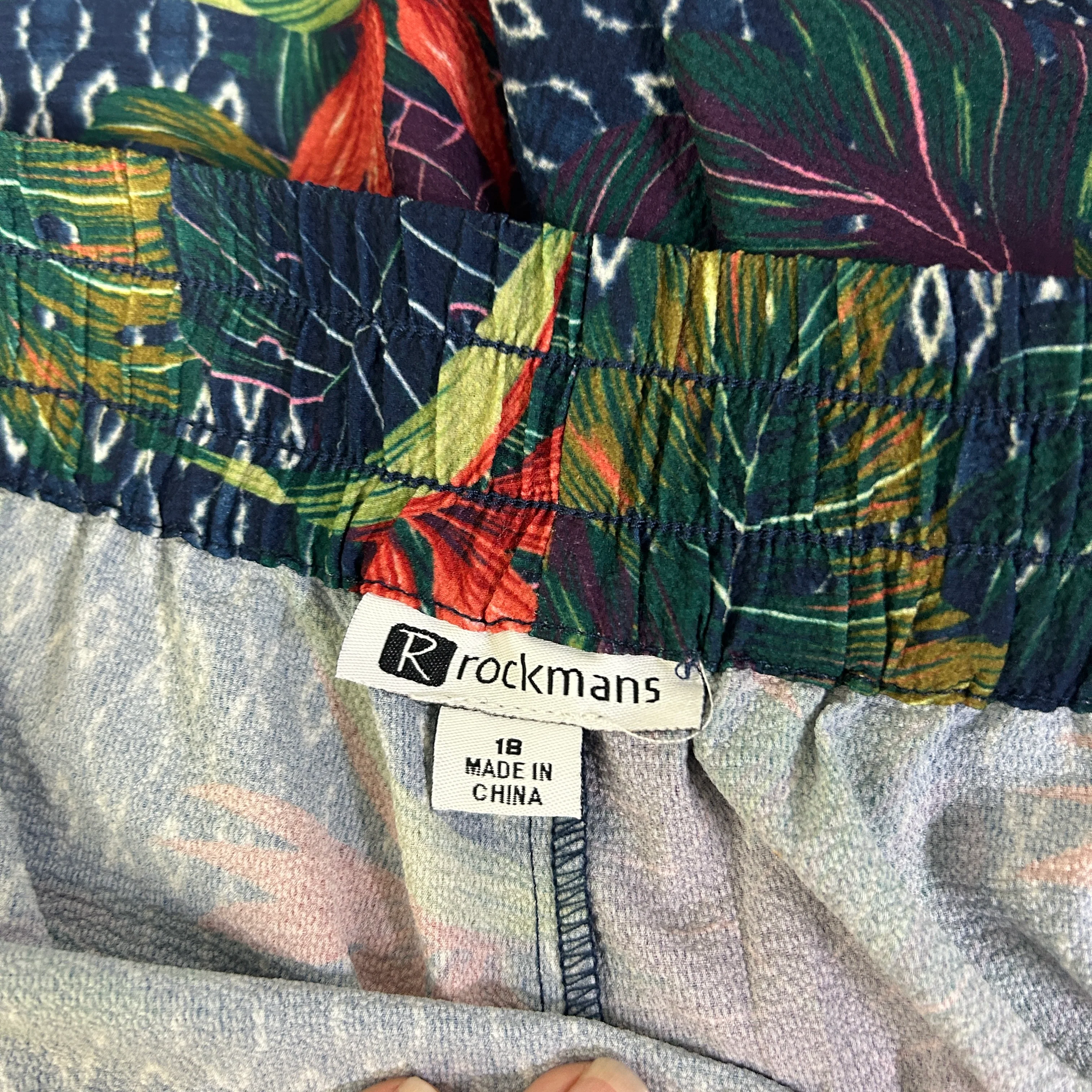 Rockmans Navy Blue Tropical Floral Print Culottes - Size 18 - Image 2