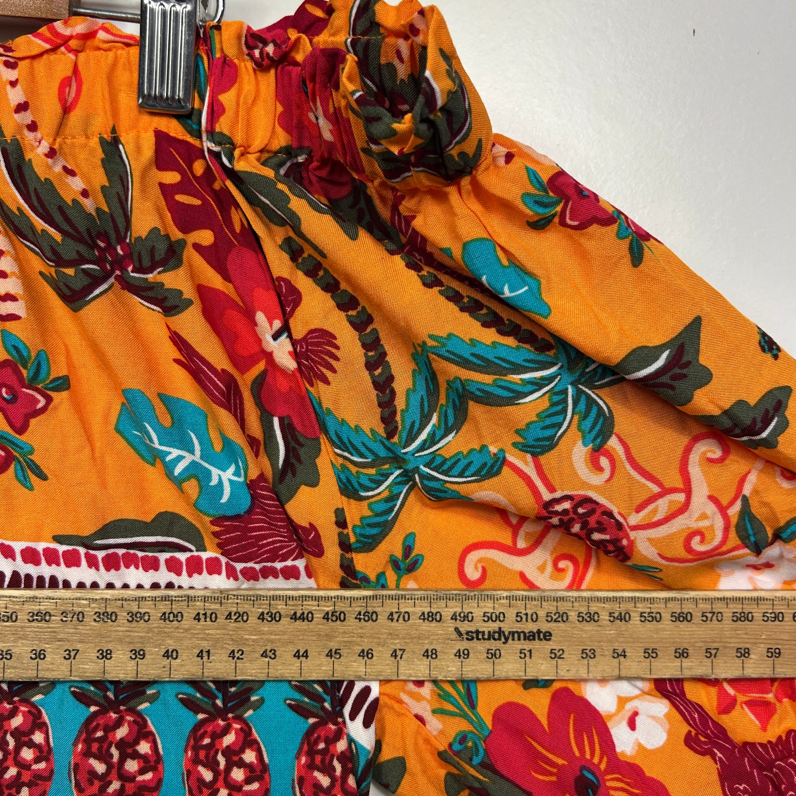 Rockmans Orange Floral Print Off The Shoulder Top - Size 14 - Image 3