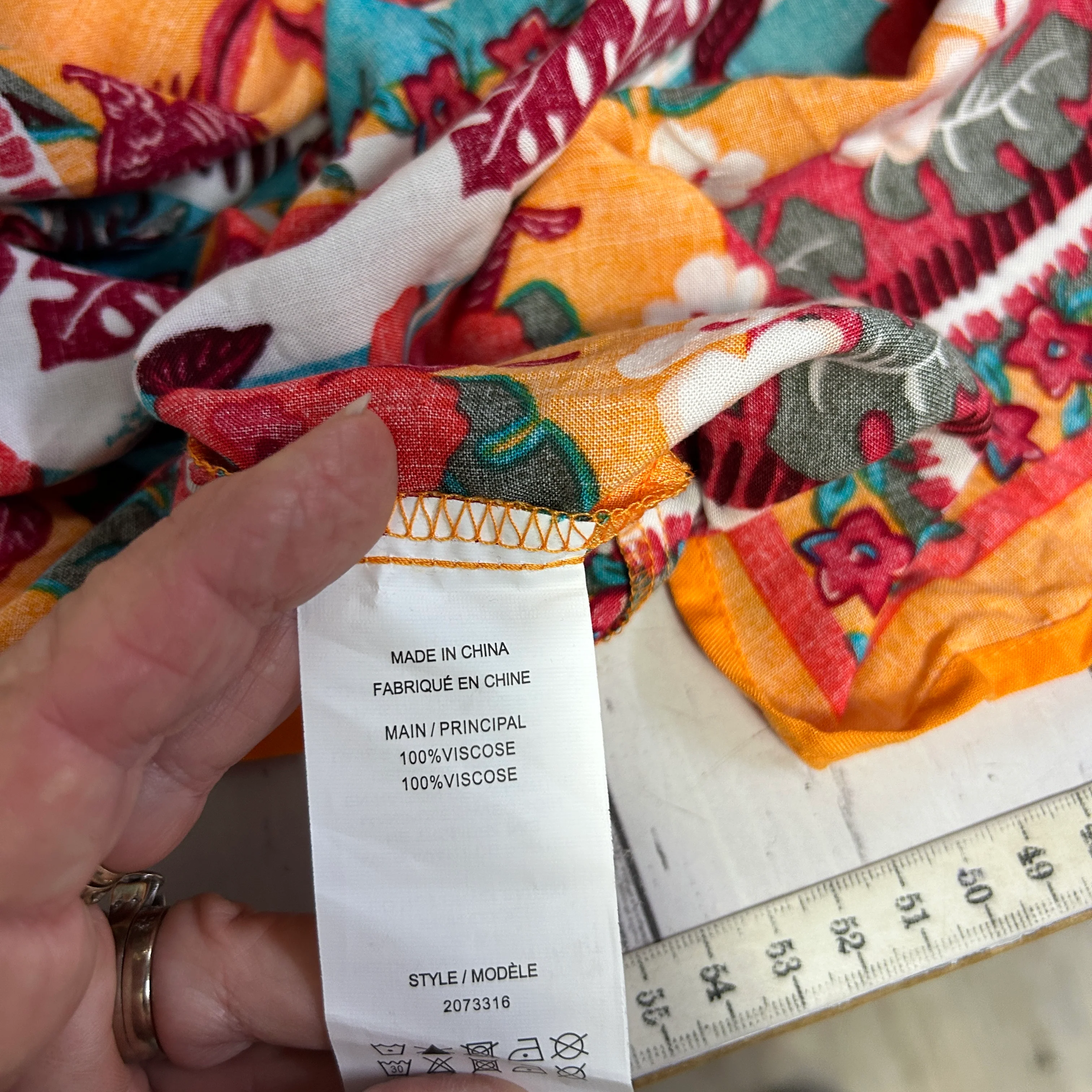 Rockmans Orange Floral Print Off The Shoulder Top - Size 14 - Image 7