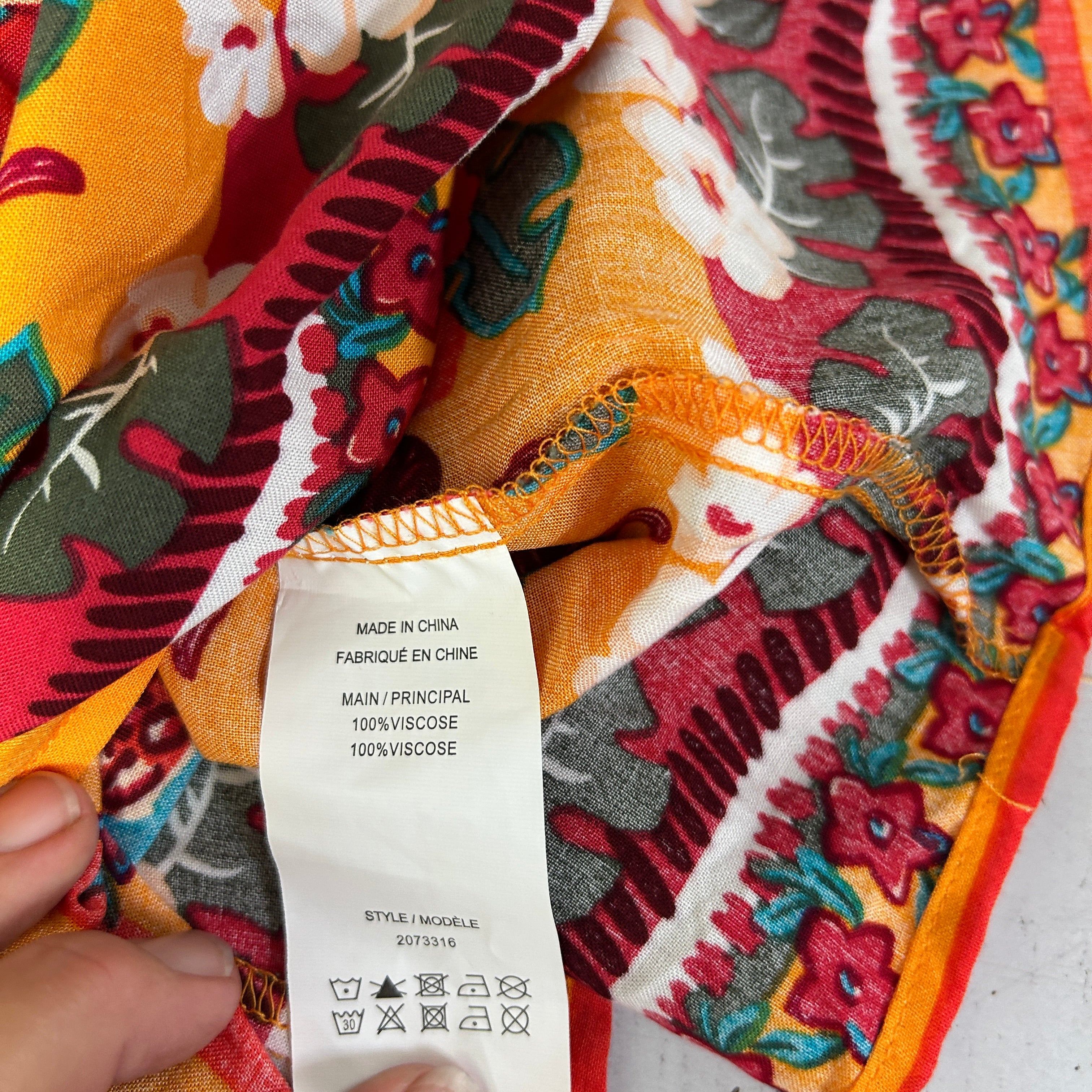 Rockmans Orange Floral Print Off The Shoulder Top - Size 14 - Image 5