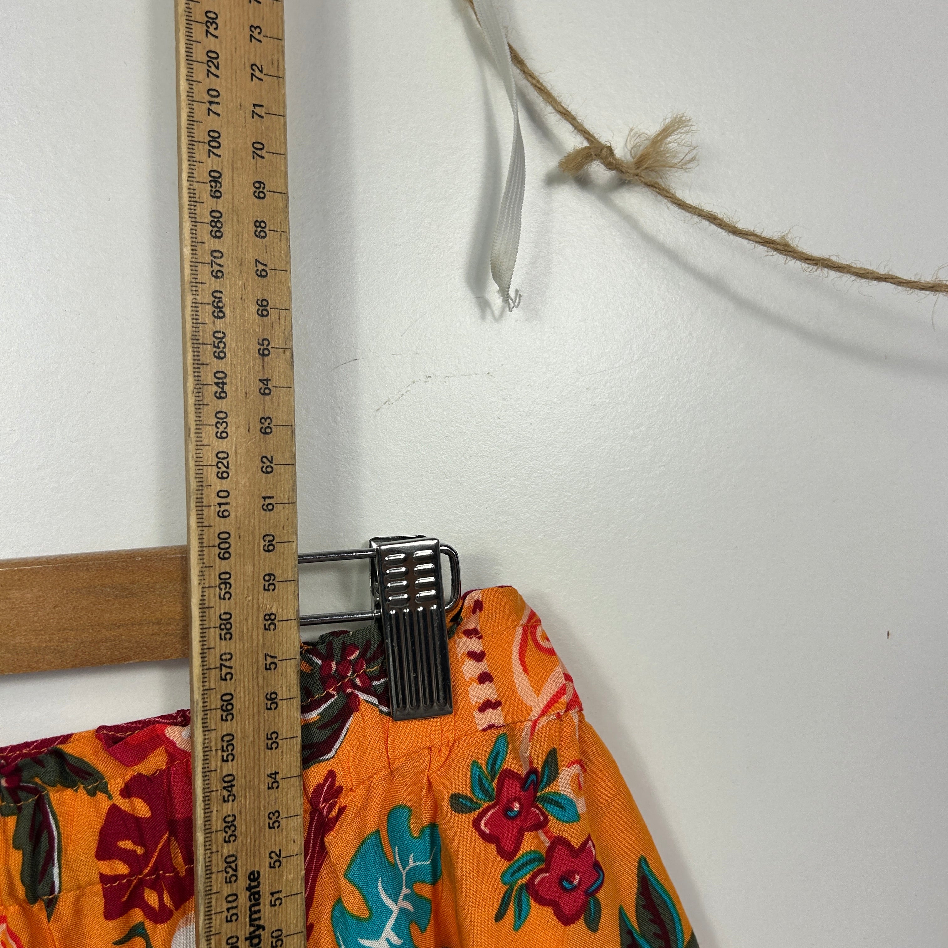 Rockmans Orange Floral Print Off The Shoulder Top - Size 14 - Image 7