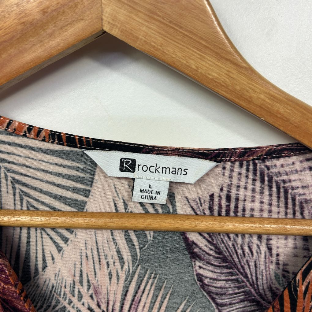 Rockmans Tropical Leaf Print Top - Size M - Image 2