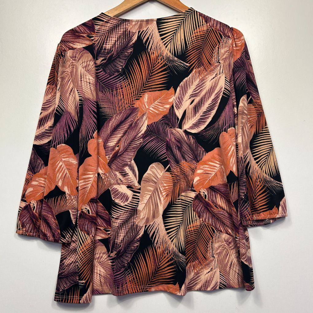 Rockmans Tropical Leaf Print Top - Size M - Image 4