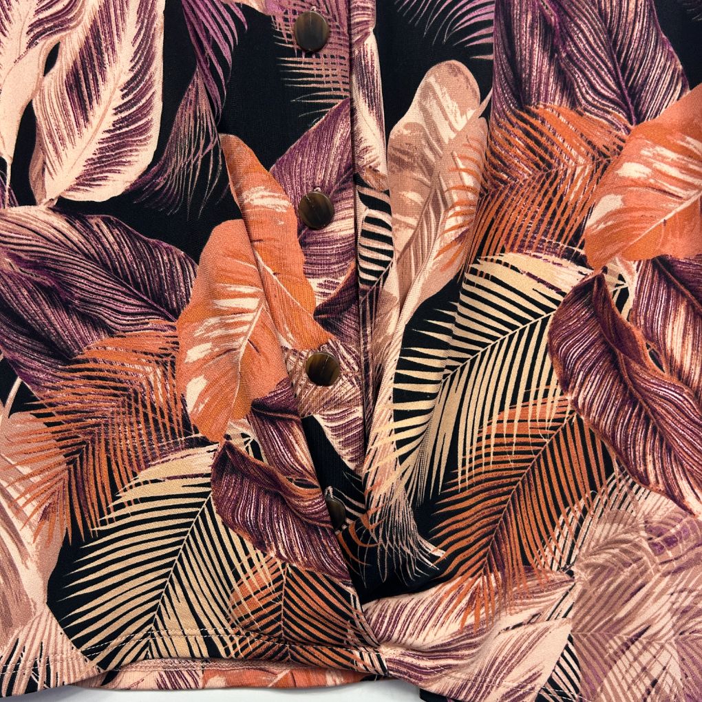 Rockmans Tropical Leaf Print Top - Size M - Image 5