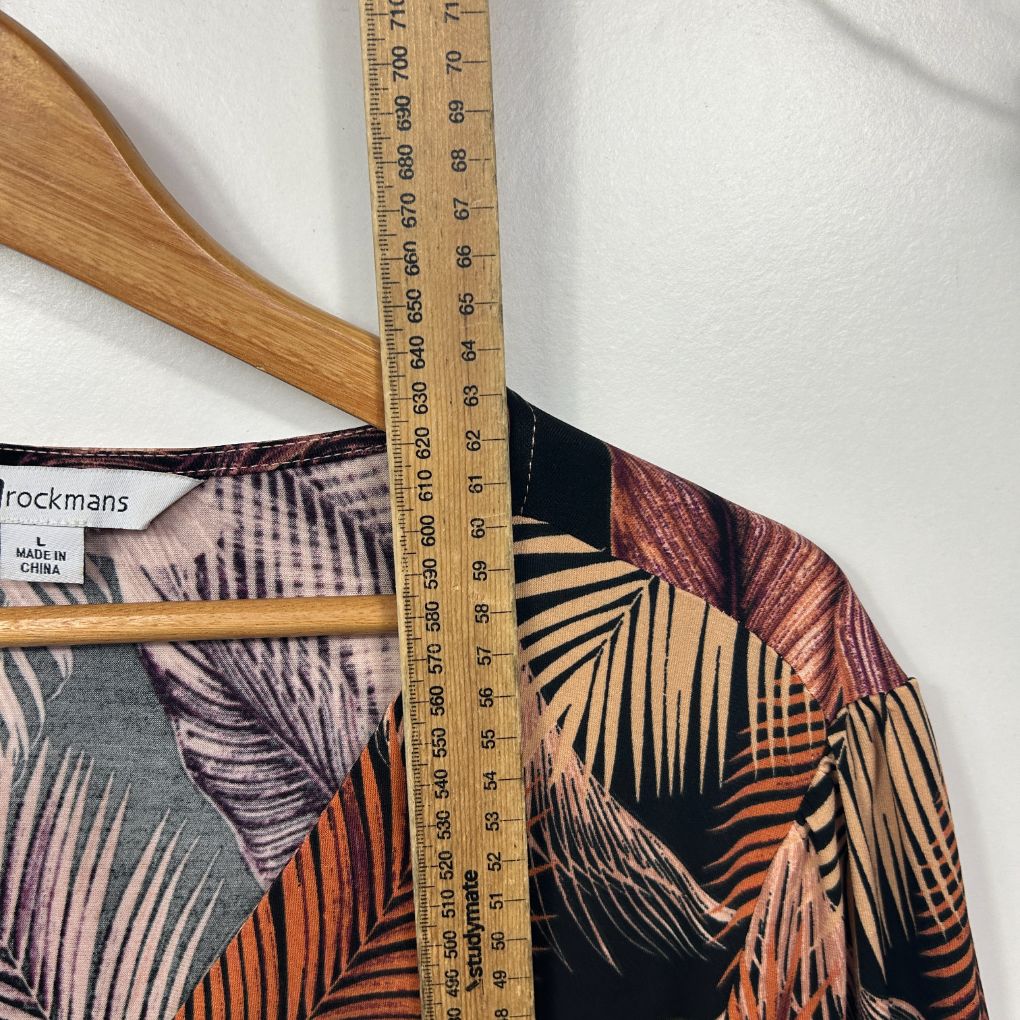 Rockmans Tropical Leaf Print Top - Size M - Image 6