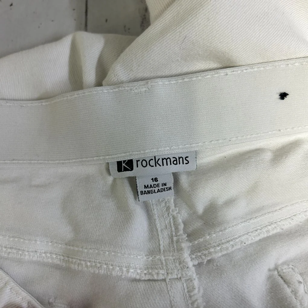 Rockmans White Cotton Jeans - Size 16 - Image 3