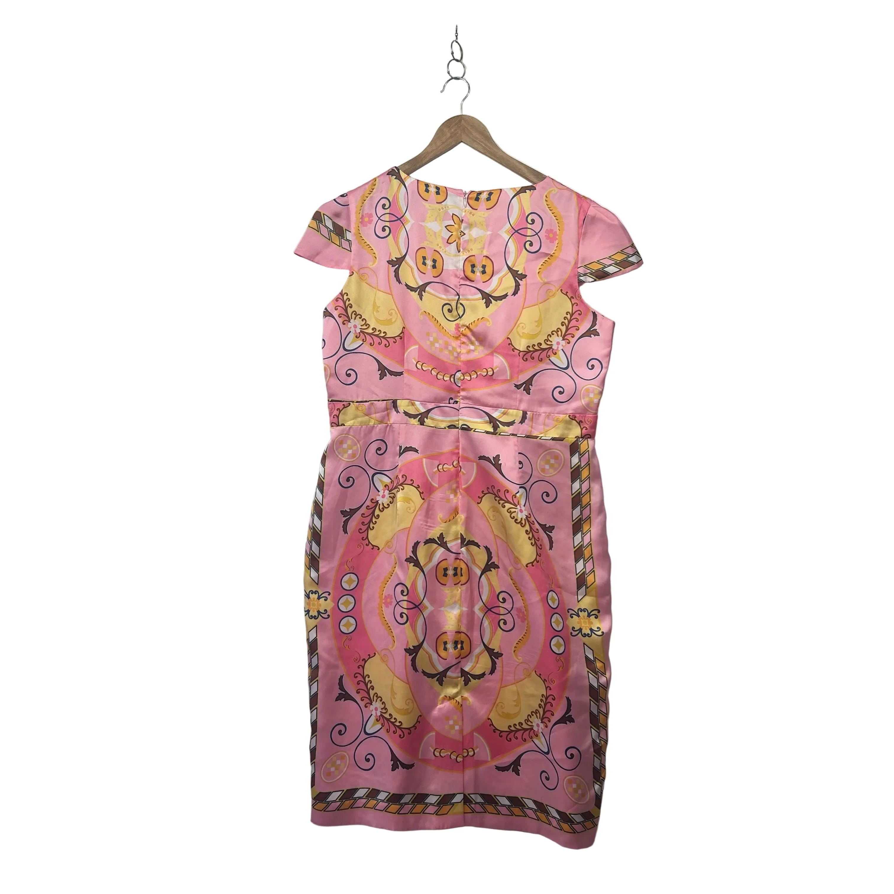 RSVP Perri Cutten Pink Printed Cap Sleeve Dress - Size 18 - Image 2