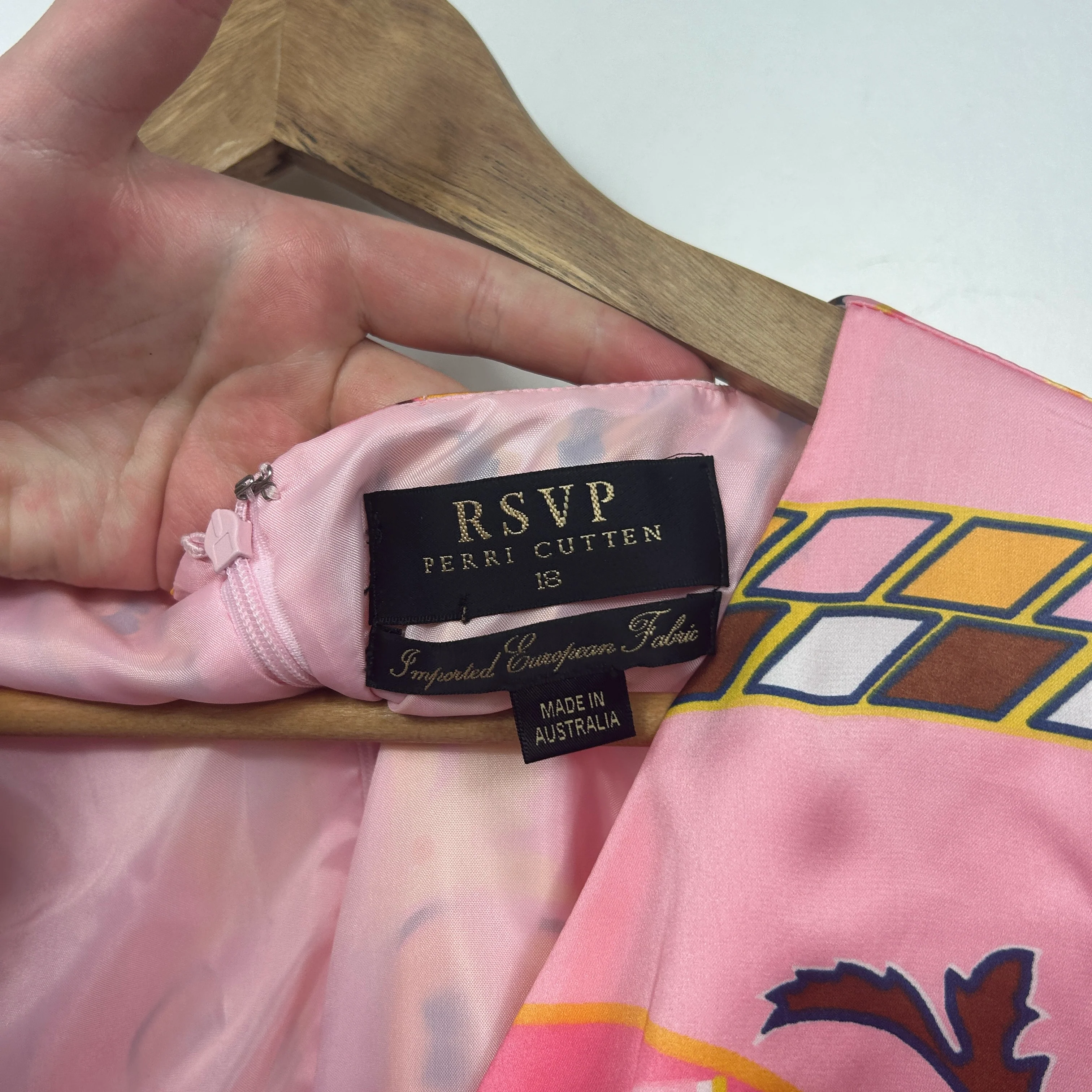 RSVP Perri Cutten Pink Printed Cap Sleeve Dress - Size 18 - Image 3
