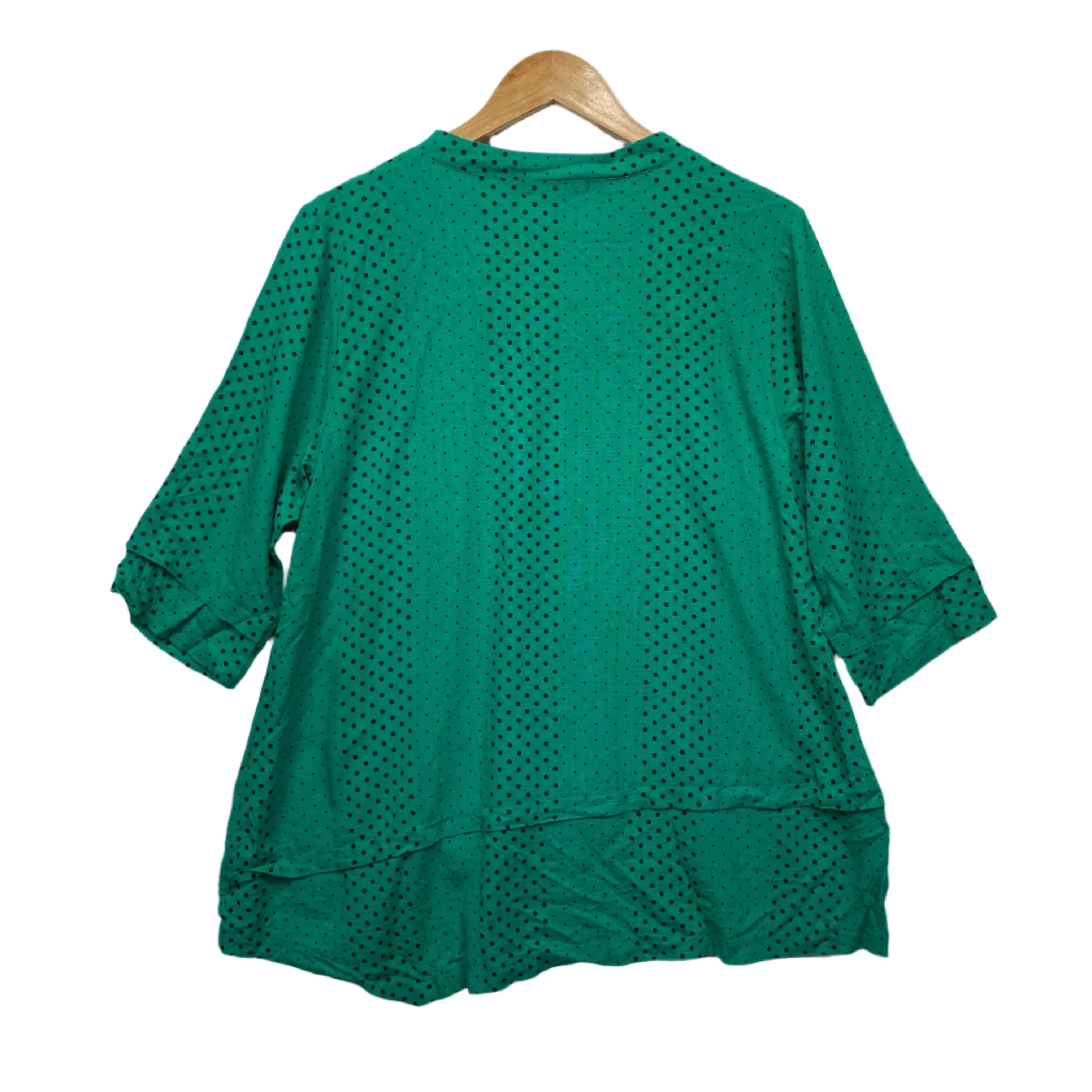 Ruby Rain Tunic Top Size 14 Short Sleeve Green Linen Blend - Image 2