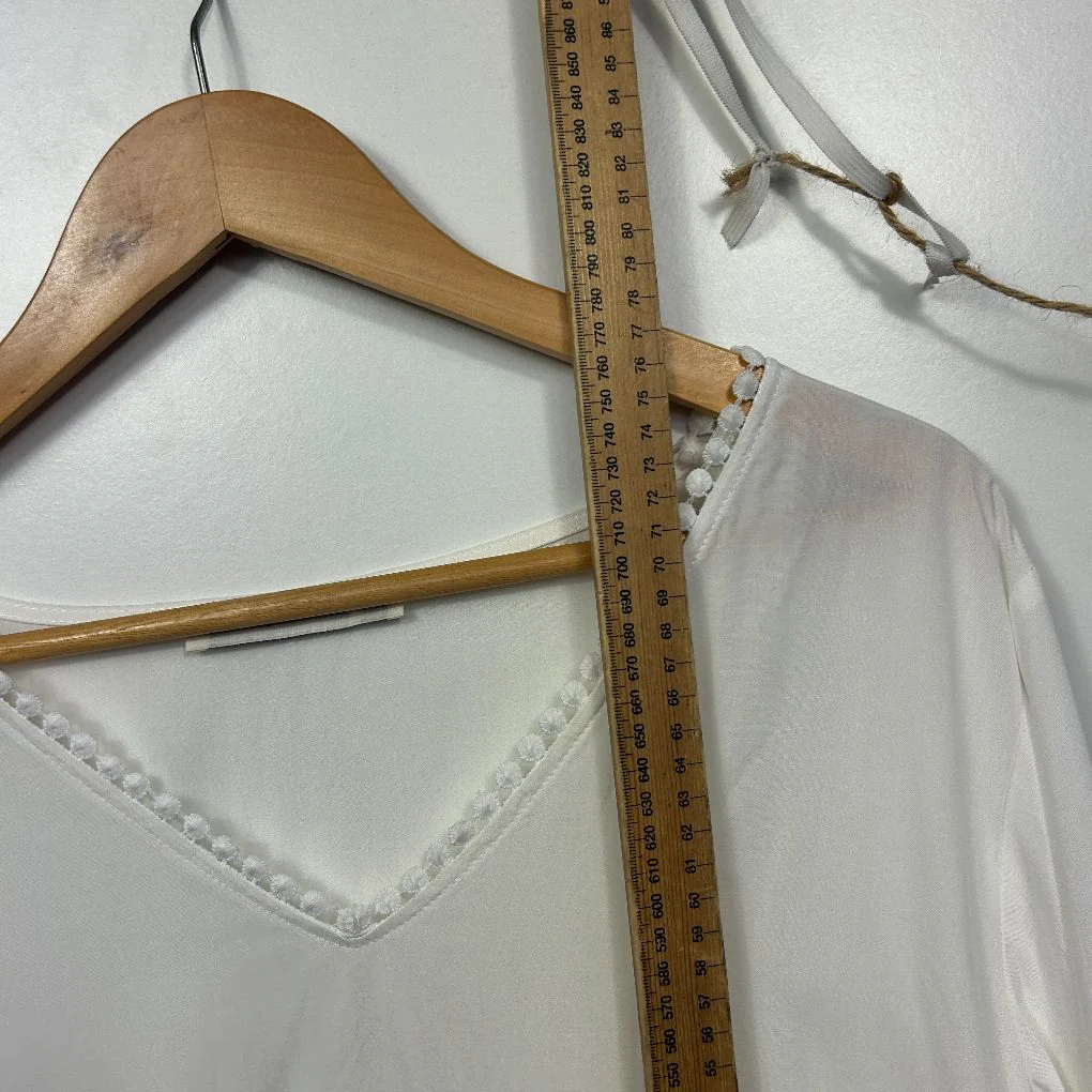 Rusttydustty White Sheer Lace Trim Top - Size 1XL - Image 6