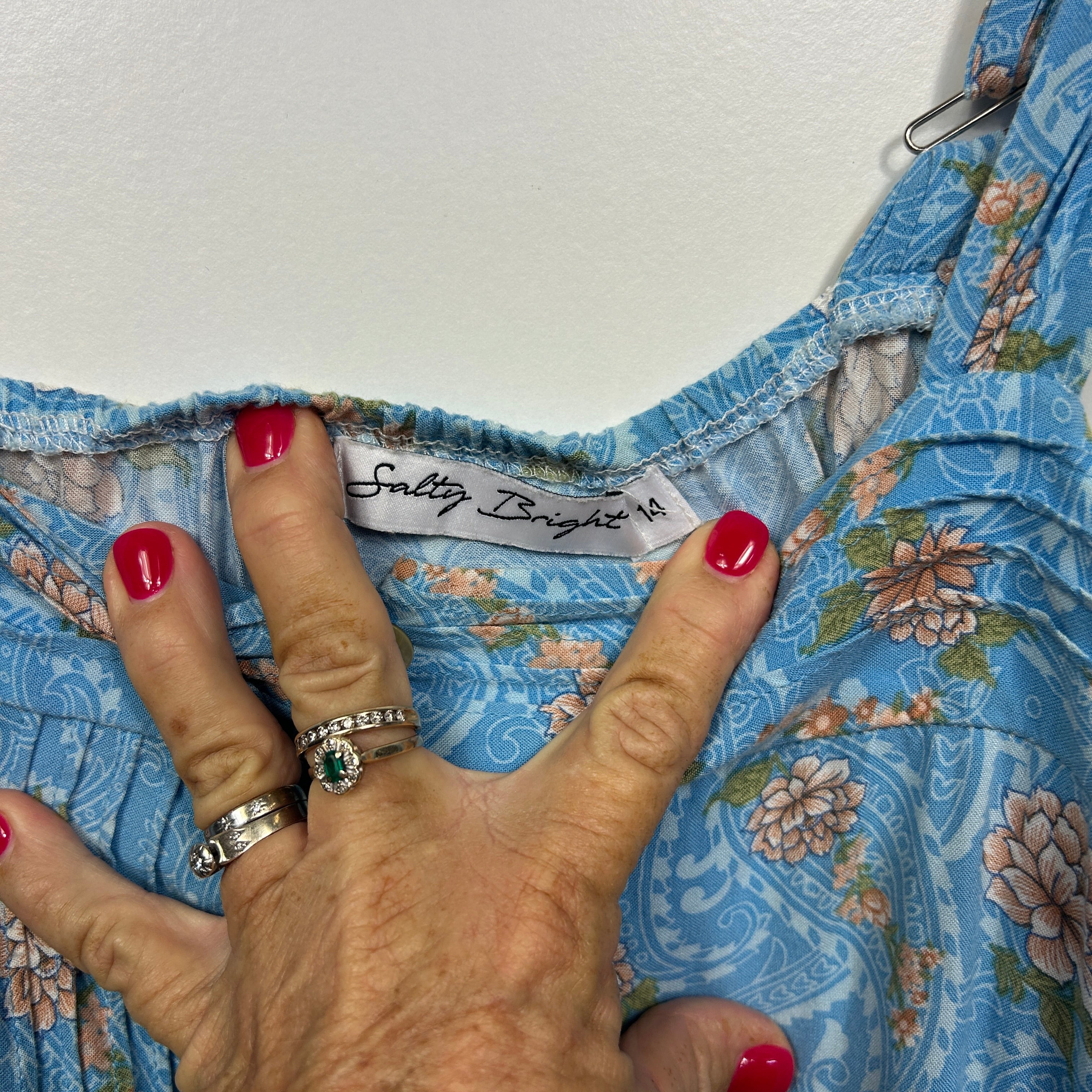 Sally Bright Blue Floral Maxi Dress - Size 14 - Image 3