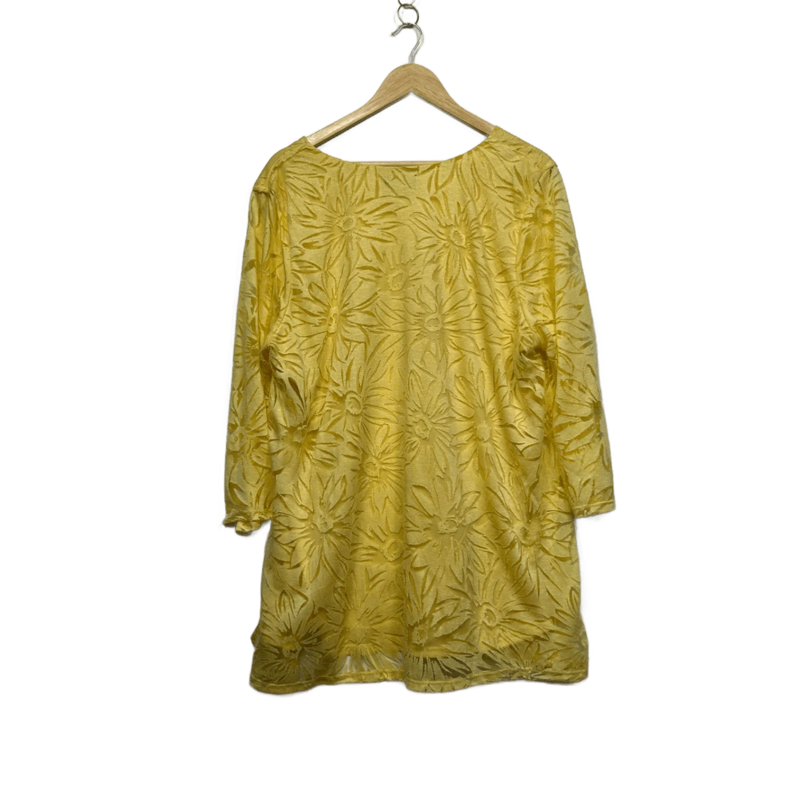Sara Women's Yellow 3/4 Sleeve Sheer Overlay Blouse Top Size 20 - Image 2