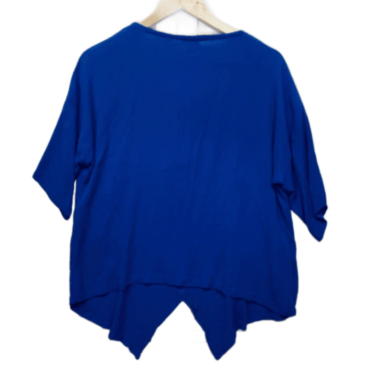Sea of Love Blue Short Sleeve Rayon Asymmetric Hem Top Blouse Size 14 Large - Image 2
