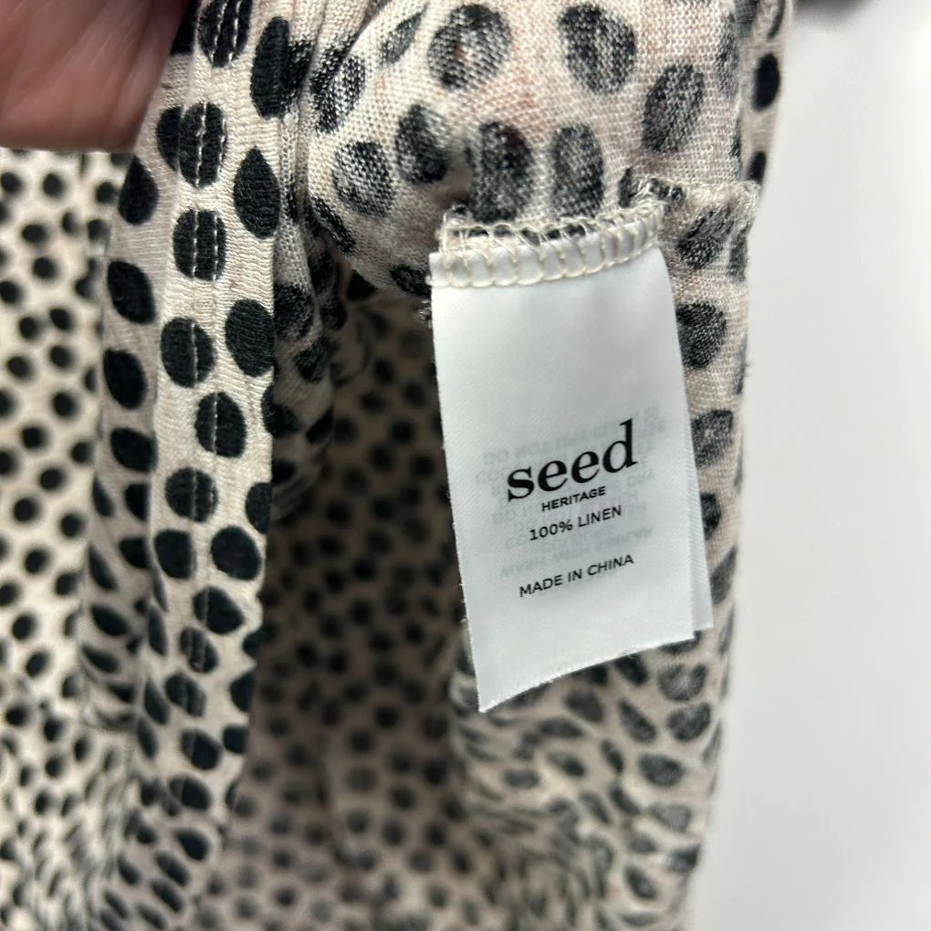 Seed Heritage Black White Linen Spot Tee - Size L - Image 2