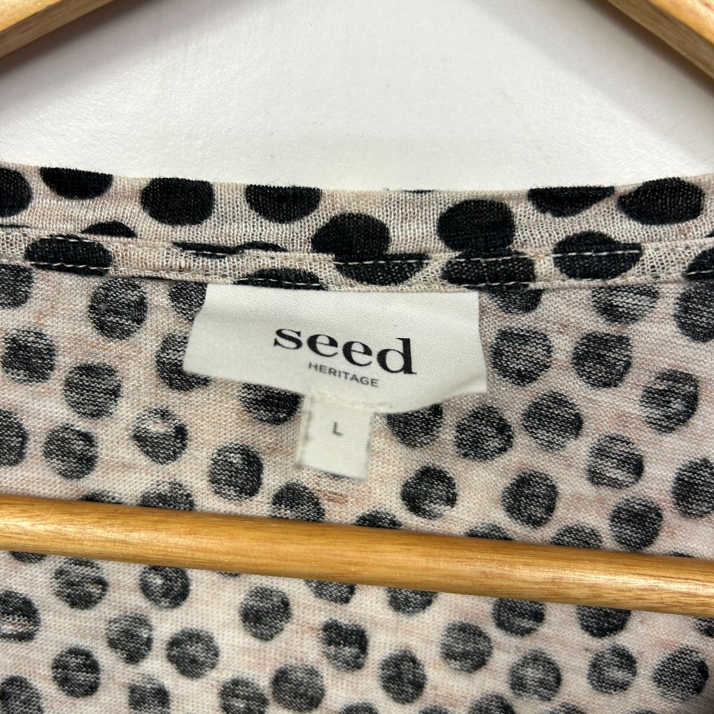 Seed Heritage Black White Linen Spot Tee - Size L - Image 3