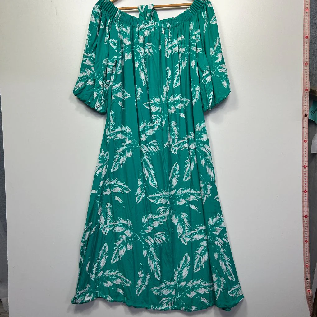 Seed Heritage Teal Leaf Print Dress - Size L - Image 3
