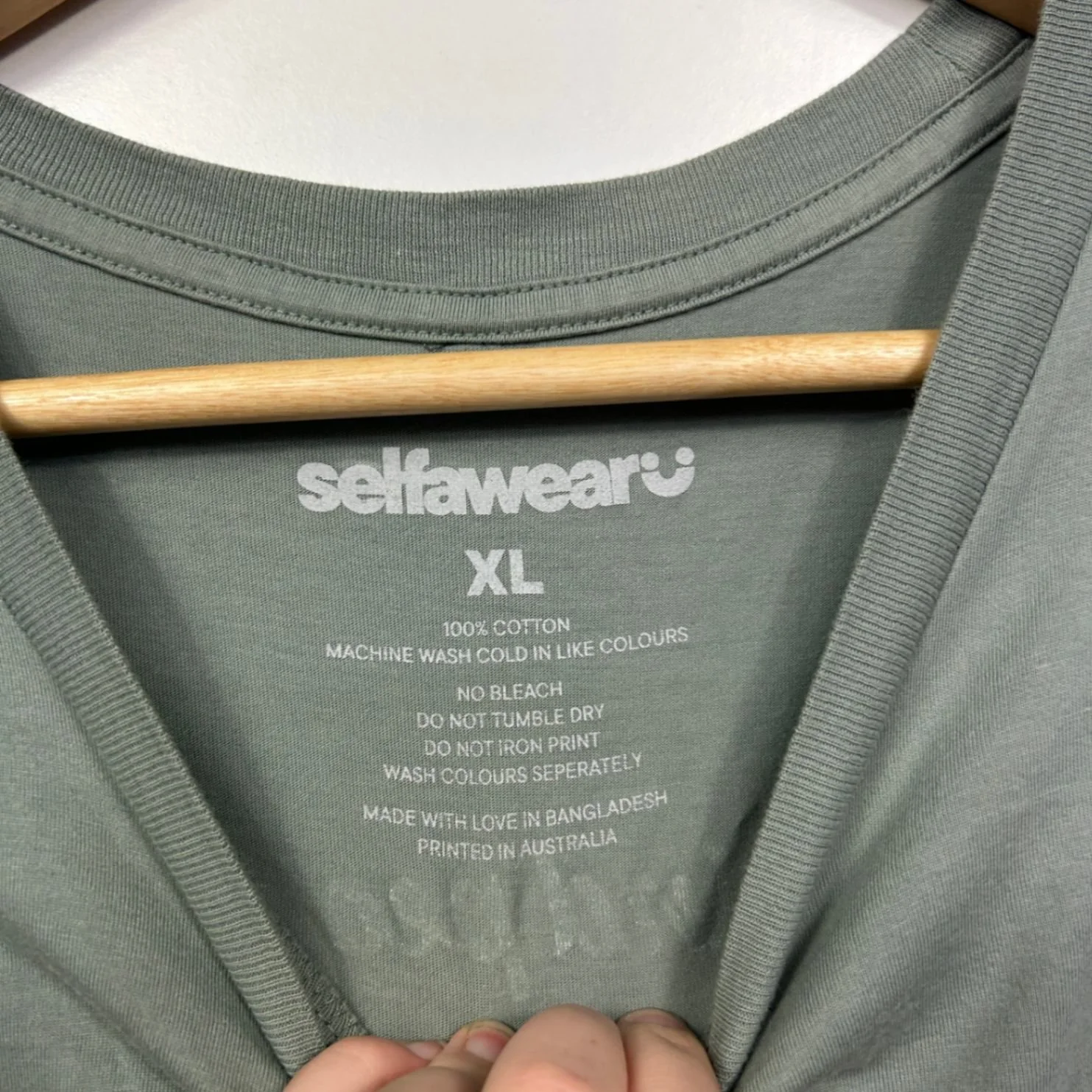 Selfawear Green Cotton Short Sleeve Crew Neck Graphic Tee T-shirt Size XL - Image 3