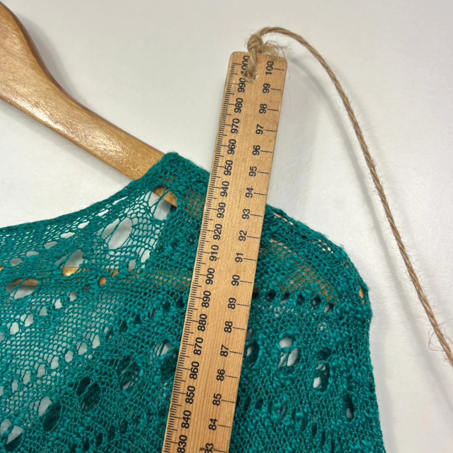 SES Green Cotton Blend Sheer Knit Boho Cover Up Dress Size 14 - Image 7