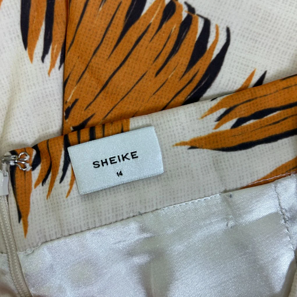 Sheike Orange Palm Leaf Print Shorts - Size 14 - Image 3
