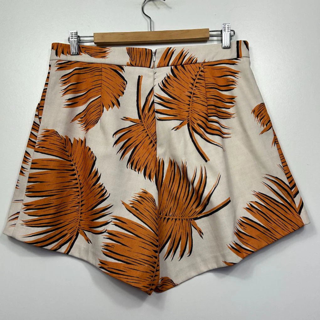 Sheike Orange Palm Leaf Print Shorts - Size 14 - Image 5