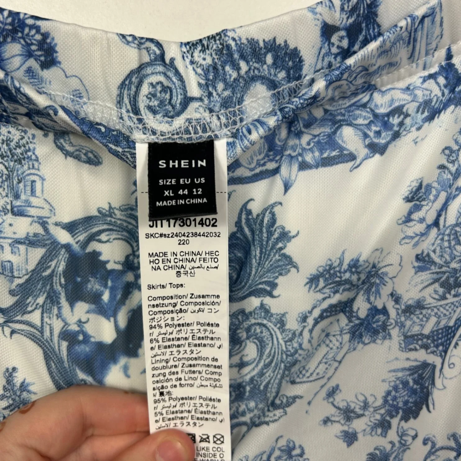 SHEIN Blue White Floral Mini Skirt Size XL 14 16 - Image 4