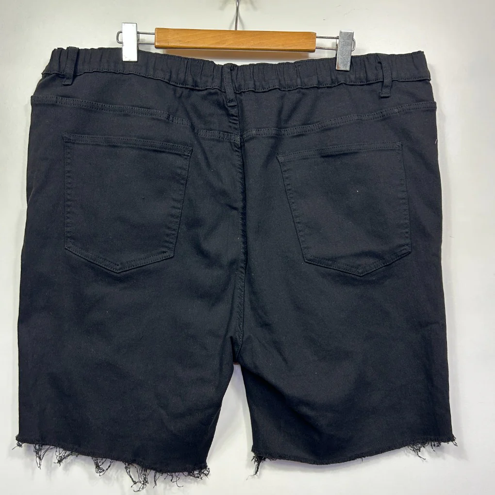 Shein Cotton Black Distressed Shorts - Size 26 - Image 2
