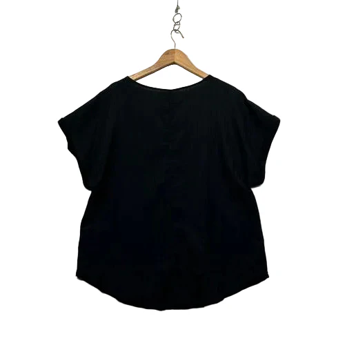 Shein Curve Black Textured Zip-Front Blouse - Size 1XL - Image 2