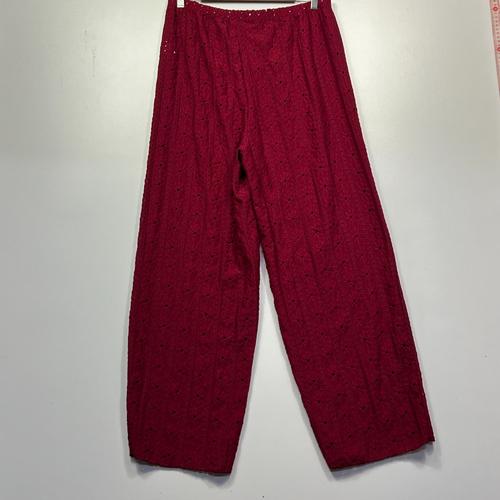 Shein Curve Burgundy Embroidered Wide Leg Pants - Size 0XL - Image 2