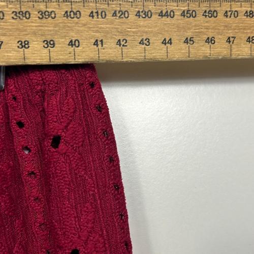 Shein Curve Burgundy Embroidered Wide Leg Pants - Size 0XL - Image 5