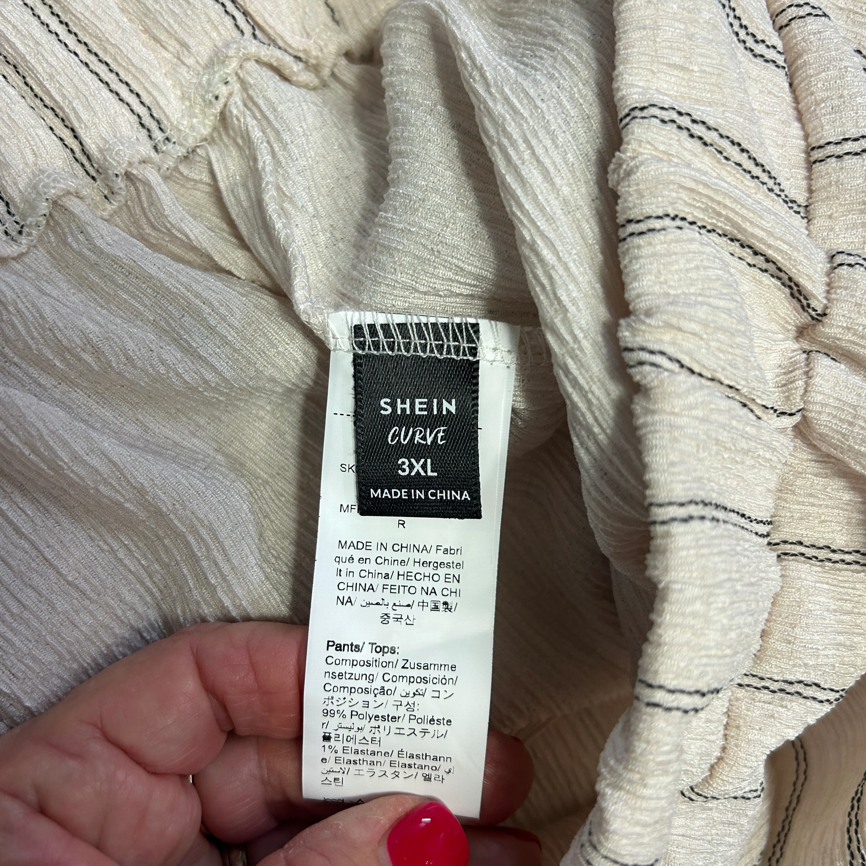 Shein Curve Cream Striped Wide Leg Pants - Size 3XL - Image 2