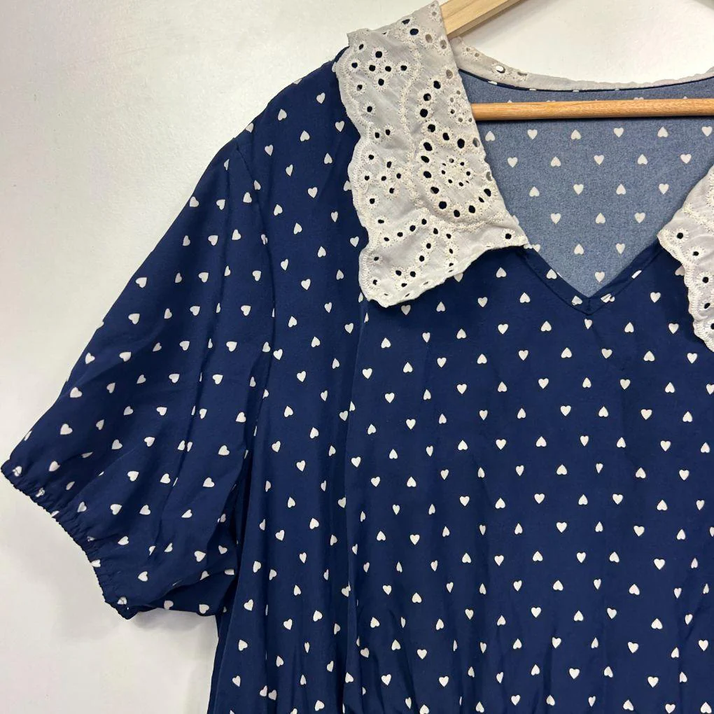 Shein Curve Navy Polka Dot Dress - Size 22 - Image 2
